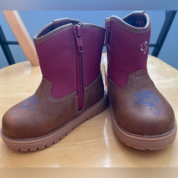 NEW Wonder Nation Brown Toddler Boy Western Boots Sizes 5, 6 - Picture 1 of 13